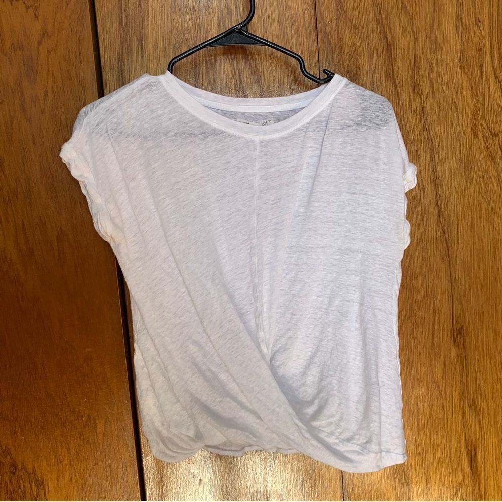 Lou & Grey for LOFT 100% Linen White Shirt short Sleeve Lightweight size S